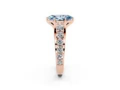 Fancy Blue Marquise Cut Diamond Pavé Engagement Ring Set in Rose gold with Prong Setting