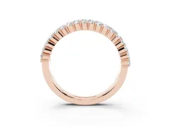 Round Diamond Checkerboard Pavé Promise Ring Set in Rose gold with Round Pavé Accents