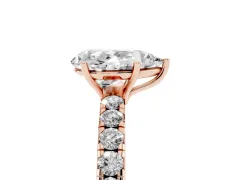 Pear Cut Diamond Pavé Solitaire Engagement Ring Set in Rose gold with Prong Setting