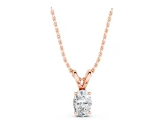Oval Solitaire Diamond Pendant Set in Rose gold with Prong Setting