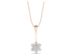Round Diamond Cluster Pendant Set in Rose gold with Six-Prong Setting