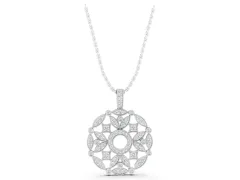 Round Diamond Filigree Pendant Set in Silver with Pavé Setting