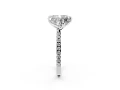 Emerald and Heart Toi Moi Ring Set in Silver with Prong Setting and Pavé Band