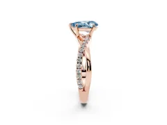 Fancy Blue Pear Cut Diamond Twisted Pavé Band Ring Set in Rose gold with Prong Setting