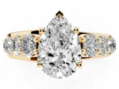 Pear Cut Diamond Pavé Engagement Ring Set in Yellow gold with Prong Setting