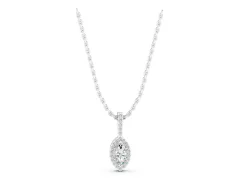 Marquise Diamond Halo Pendant Set in Silver with Pavé Frame