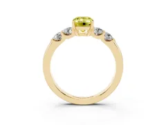 Fancy Yellow Emerald Cut Diamond Five-Stone Prong Set Engagement Ring Set in Yellow gold with Channel Band