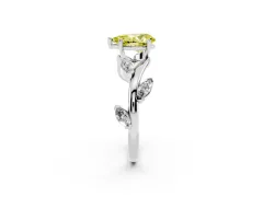 Fancy Yellow Pear Cut Diamond Solitaire Ring Set in Silver with Twisted Marquise Accent Band