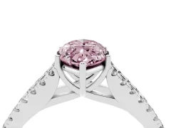 Fancy Pink Marquise Cut Diamond Split Shank Pavé Engagement Ring Set in Platinum with Prong-Held Center Stone