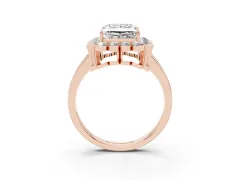 Princess Cut Diamond Halo Cluster Engagement Ring Set in Rose gold with Solitaire Band and Prong Setting