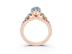 Fancy Blue Marquise Cut Diamond Pavé Engagement Ring Set in Rose gold with Prong Setting