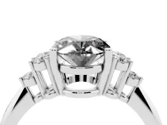 Fancy Black Oval Cut Diamond Cluster Ring Set in Silver with Plain Band and Prong Setting