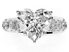 Heart Cut Diamond Pavé Engagement Ring Set in White gold with Prong Setting