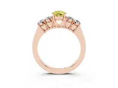 Fancy Yellow Pear Cut Diamond Five-Stone Prong Set Band Ring Set in Rose gold with Polished Band