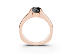 Fancy Black Round Cut Diamond Bezel Solitaire Ring Set in Rose gold with Wide Band