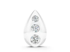 Round Diamond Teardrop Pendant Set in Silver with Three Bezel-Set Stones