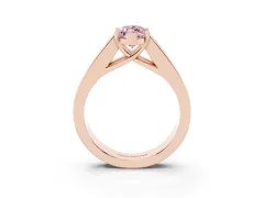 Fancy Pink Marquise Cut Diamond Solitaire Ring Set in Rose gold with Channel-Set Accent Stones and Prong Setting
