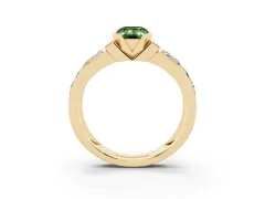 Fancy Green Emerald Cut Diamond Wide Channel Set Band Ring Set in Yellow gold with Bezel Setting