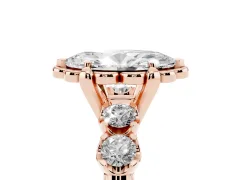 Marquise Cut Diamond Floral Halo Ring Set in Rose gold with Shared Prong Band