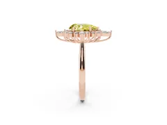 Fancy Yellow Pear Cut Diamond Cluster Halo Ring Set in Rose gold with Marquise and Round Accents