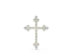 Round Diamond Cluster Cross Pendant Set in Yellow gold with Prong Setting