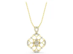 Round Diamond Halo Pendant Set in Yellow gold with Pavé Openwork