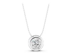 Round Diamond Pendant Set in Silver with Protective Bezel