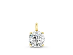Round Solitaire Pendant Set in Yellow gold with Four-Prong Setting