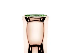 Fancy Green Radiant Cut Diamond Bezel Solitaire Ring Set in Rose gold with Wide Band