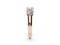 Cushion Cut Diamond Three-Stone Ring Set in Rose gold with Plain Polished Band
