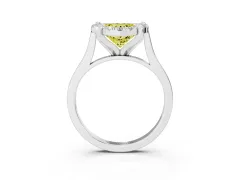 Fancy Yellow Heart Cut Diamond Cluster Halo Solitaire Ring Set in White gold with Prong Setting