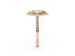 Fancy Yellow Marquise Cut Diamond Halo Pavé Engagement Ring Set in Rose gold with Prong Setting