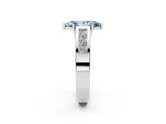 Fancy Blue Marquise Cut Diamond Solitaire Ring Set in White gold with Channel-Set Accent Stones and Prong Setting