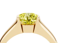 Fancy Yellow Round Cut Diamond Bezel Solitaire Ring Set in Yellow gold with Wide Band
