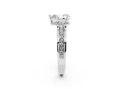 Pear Cut Diamond Solitaire Ring Set in Platinum with Channel Set Band and Prong Setting