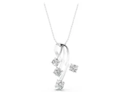 Four-Stone Round Diamond Pendant Set in White gold with Curved Prong Setting