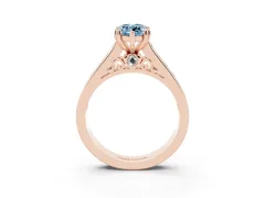 Fancy Blue Marquise Cut Diamond Channel Set Solitaire Engagement Ring Set in Rose gold with Prong Setting