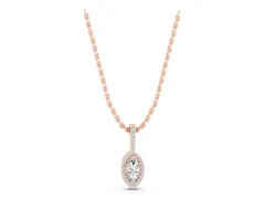 Marquise Diamond Halo Pendant Set in Rose gold with Pavé Frame