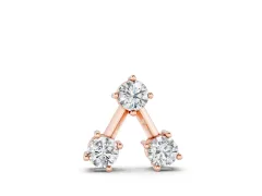 Three-Stone Round Diamond Triangle Pendant Set in Rose gold with Prong Setting