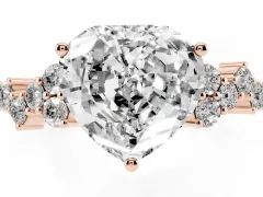 Heart Cut Diamond Ring Set in Rose gold with Scattered Round Accents