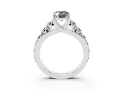 Fancy Black Oval Cut Diamond Pavé Engagement Ring Set in Silver with Prong Setting