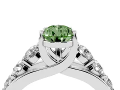 Fancy Green Pear Cut Diamond Pavé Engagement Ring Set in Platinum with Prong Setting