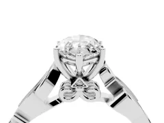 Marquise Cut Diamond Vine Band Solitaire Ring Set in White gold with Milgrain Prong Setting