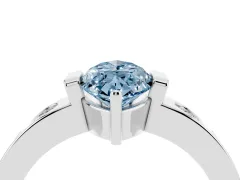 Fancy Blue Marquise Cut Diamond Channel-Set Band Ring Set in Silver with Bezel Prong Setting