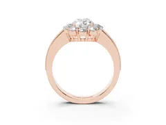 Oval Cut Diamond Halo Pavé Engagement Ring Set in Rose gold with Milgrain Detailing