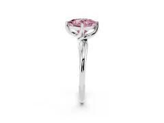 Fancy Pink Princess Cut Diamond Solitaire Engagement Ring Set in Silver with Classic Plain Band