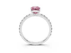 Fancy Pink Radiant Cut Diamond Pavé Solitaire Engagement Ring Set in Silver with Prong Setting