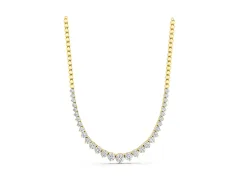 Round Diamond Graduated Tennis Necklace Set in Yellow gold with Prong Setting