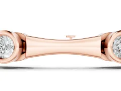 Round Diamond Bezel-Set Bamboo Link Bracelet Set in Rose gold