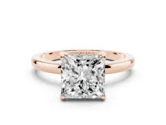 Princess Cut Diamond Solitaire Ring Set in Rose gold with Plain Band and Prong Setting